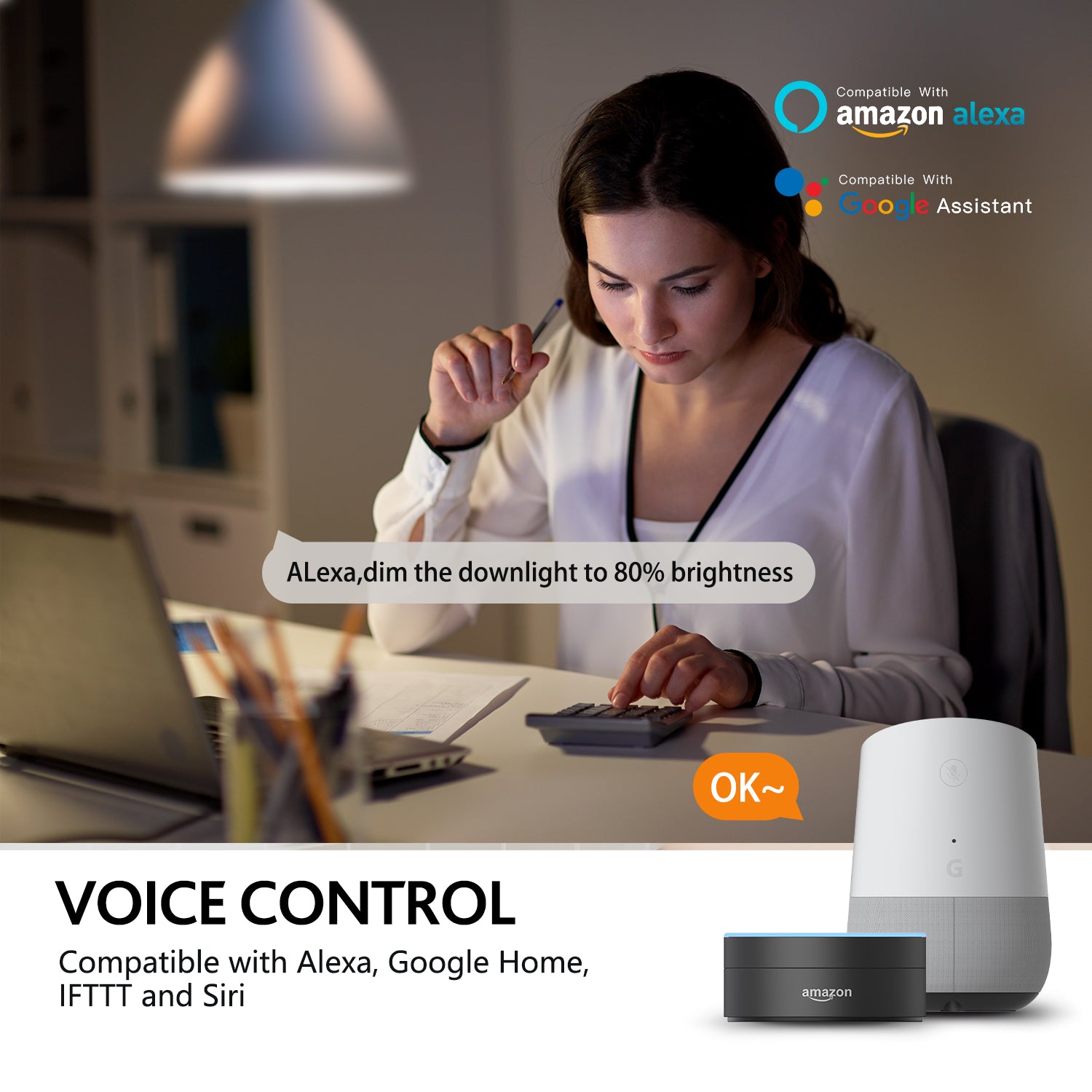 Smart WiFi LED Bulb E26 - RGB+CCT Tunable 15W, 1200LM, Alexa & Google Home Compatible for North America