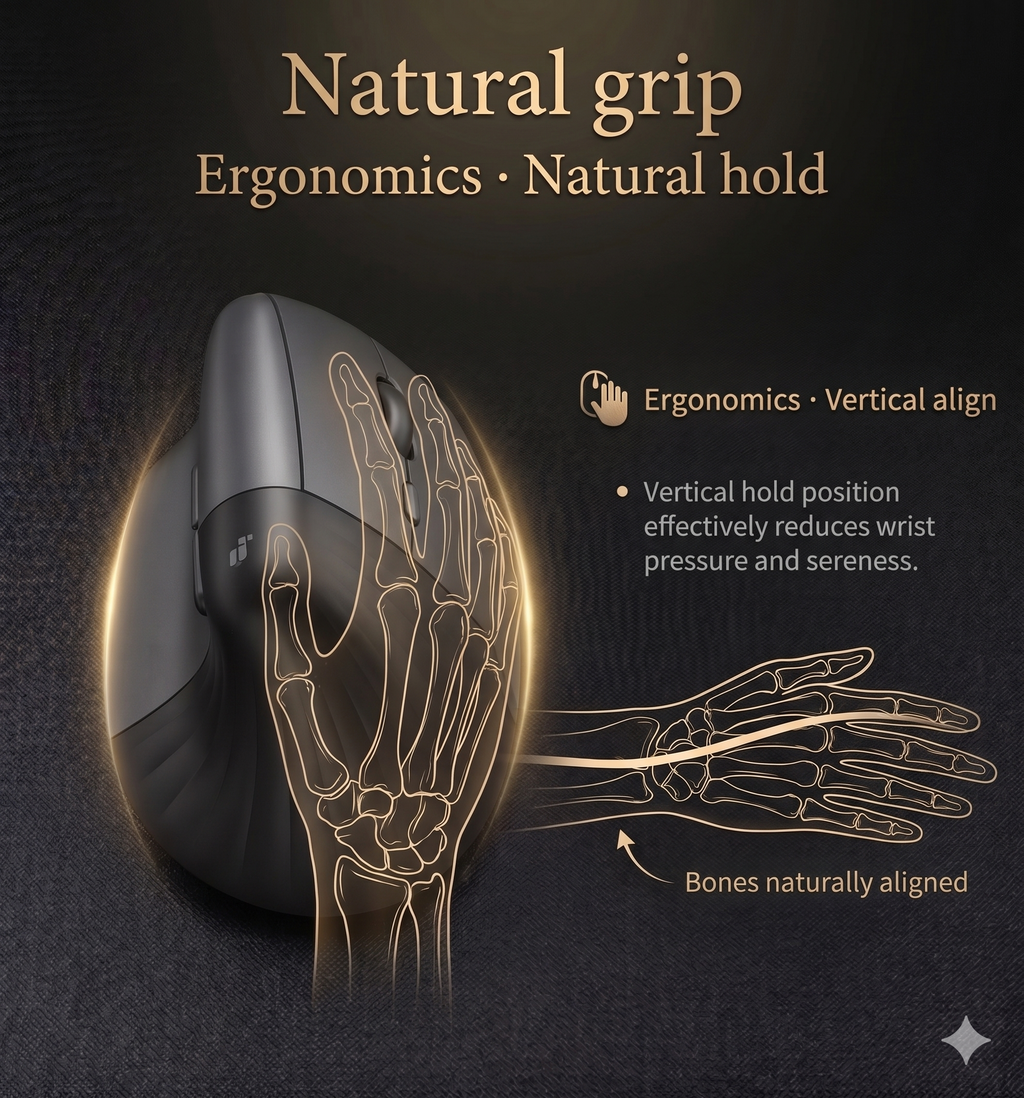 Anrexis Ergonomic Vertical Mouse – Natural Grip Silent Wireless Mouse