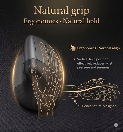 Anrexis Ergonomic Vertical Mouse – Natural Grip Silent Wireless Mouse