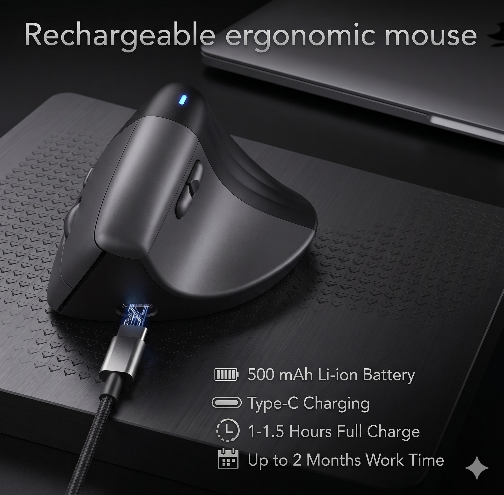 Anrexis Ergonomic Vertical Mouse – Natural Grip Silent Wireless Mouse
