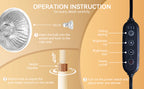 Operation instructions for a light bulb and control device on a beige background